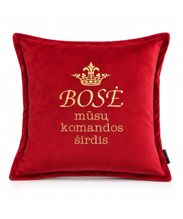 Raudona pagalvėlė bosei „Mūsų komandos širdis“