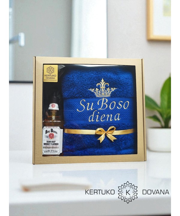 Išskirtinis rinkinukas bosui – siuvinėtas rankšluostis su užrašu „Su boso diena“ ir stilingas muilas Big Boss. Paruošta dovanoti ypatingai progai!