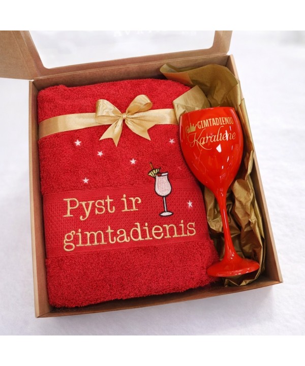 Dovana draugei gimtadienio proga – raudonas rinkinys „Pyst ir gimtadienis“