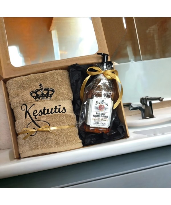 Siuvinėtas rankšluostis Kęstutis (karūna6) + rankų muilas