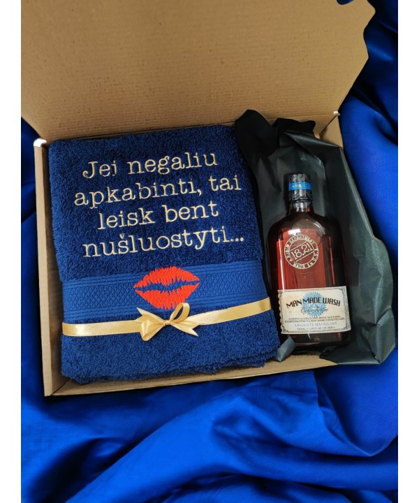 Rinkinukas Siuvinėtas rankšluostis ir prausimosi priemonė Man Made Wash