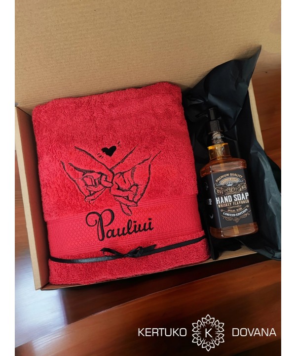 Rinkinukas Siuvinėtas rankšluostis ir skystas muilas "Hand soap"