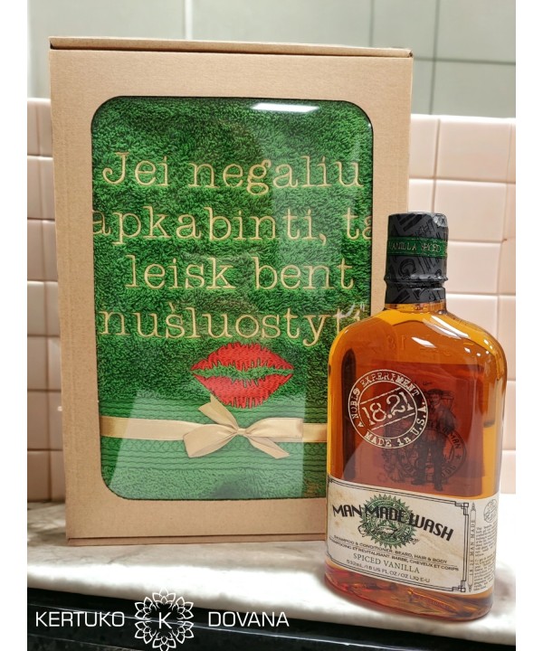 Rinkinukas Siuvinėtas rankšluostis ir prausimosi priemonė Man Made Wash